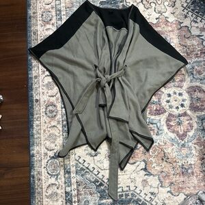 Women's Olive Green Tie-Front Sweater Wrap